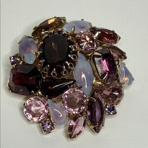 Gorgeous purple lilac cranberry pink vintage chunky Multi- color Brooch pin